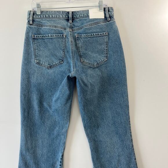 Express Medium Wash Rigid Denim Mid Rise Baggy Bootcut Jeans Womens 8 - Picture 5 of 14